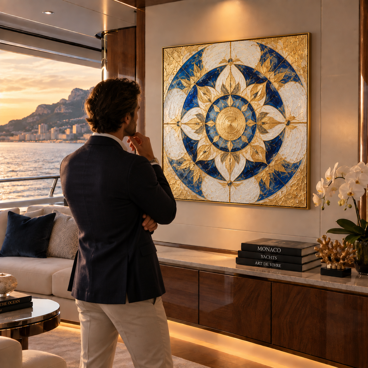 Mandala en or 24 carats et peinture à l’huile par Diva